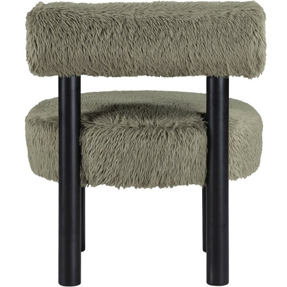 Ambre Green Vegan Shearling Fabric Upholstered Accent Chair