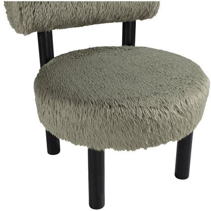 Ambre Green Vegan Shearling Fabric Upholstered Accent Chair