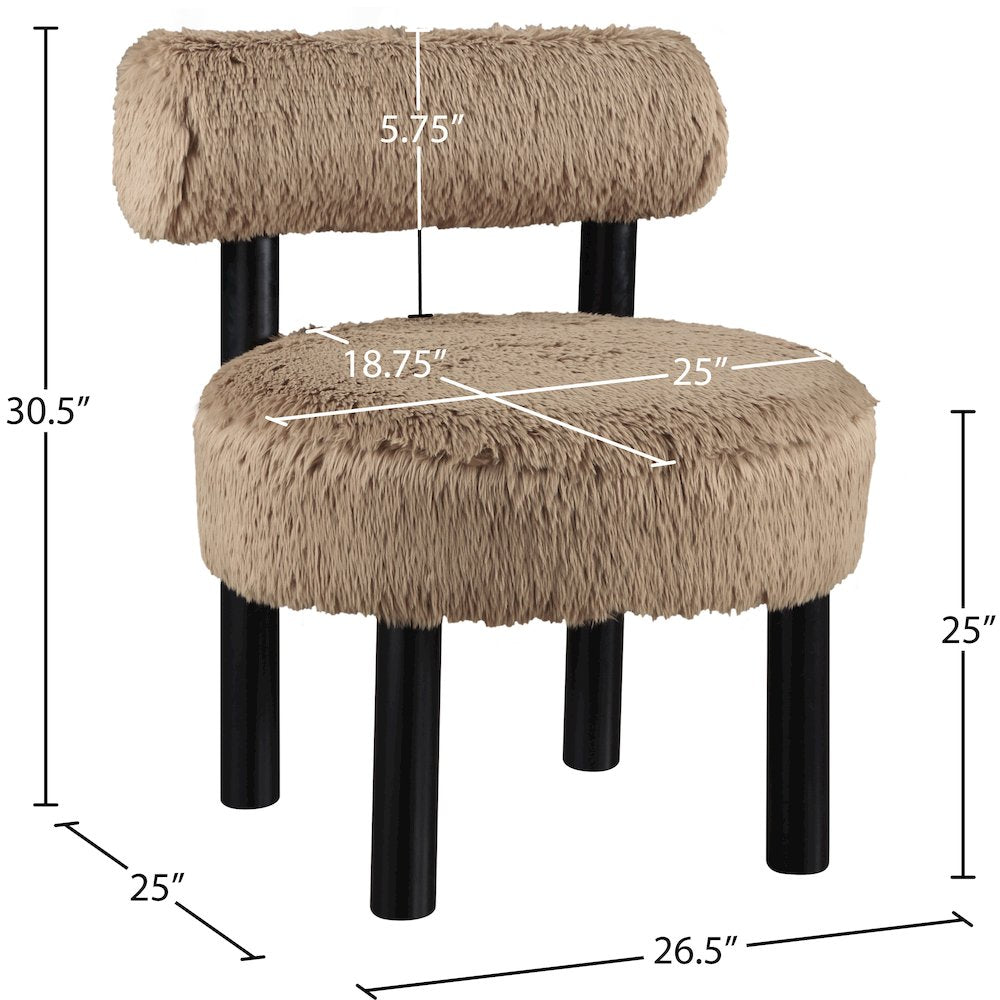 Ambre Tan Vegan Shearling Fabric Upholstered Accent Chair