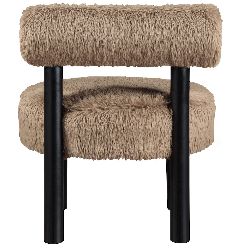 Ambre Tan Vegan Shearling Fabric Upholstered Accent Chair