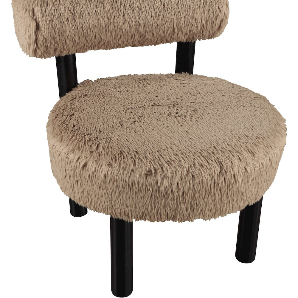 Ambre Tan Vegan Shearling Fabric Upholstered Accent Chair