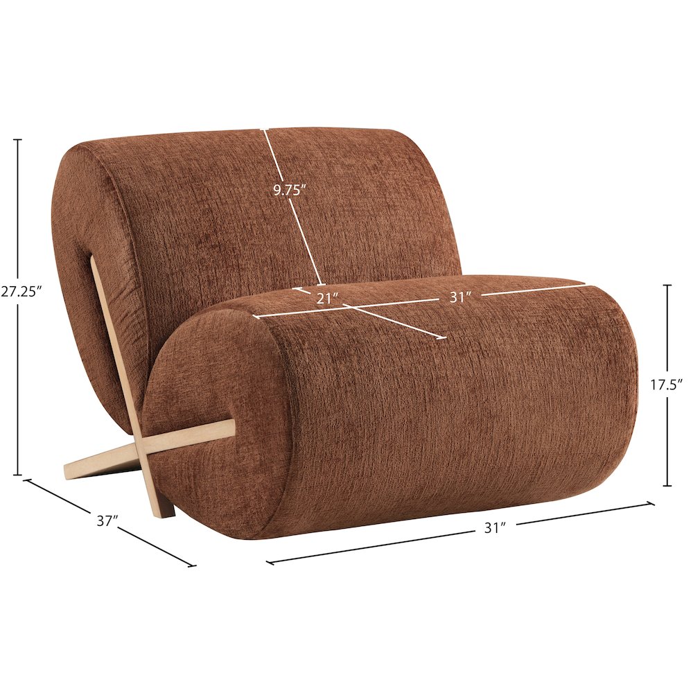 Akira Cognac Fabric Upholstered Accent Chair