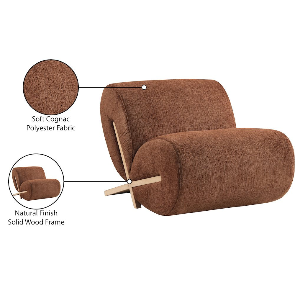 Akira Cognac Fabric Upholstered Accent Chair