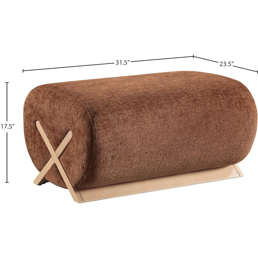 Akira Cognac Fabric Upholstered Ottoman