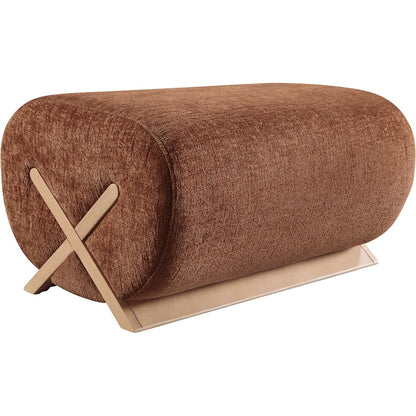 Akira Cognac Fabric Upholstered Ottoman