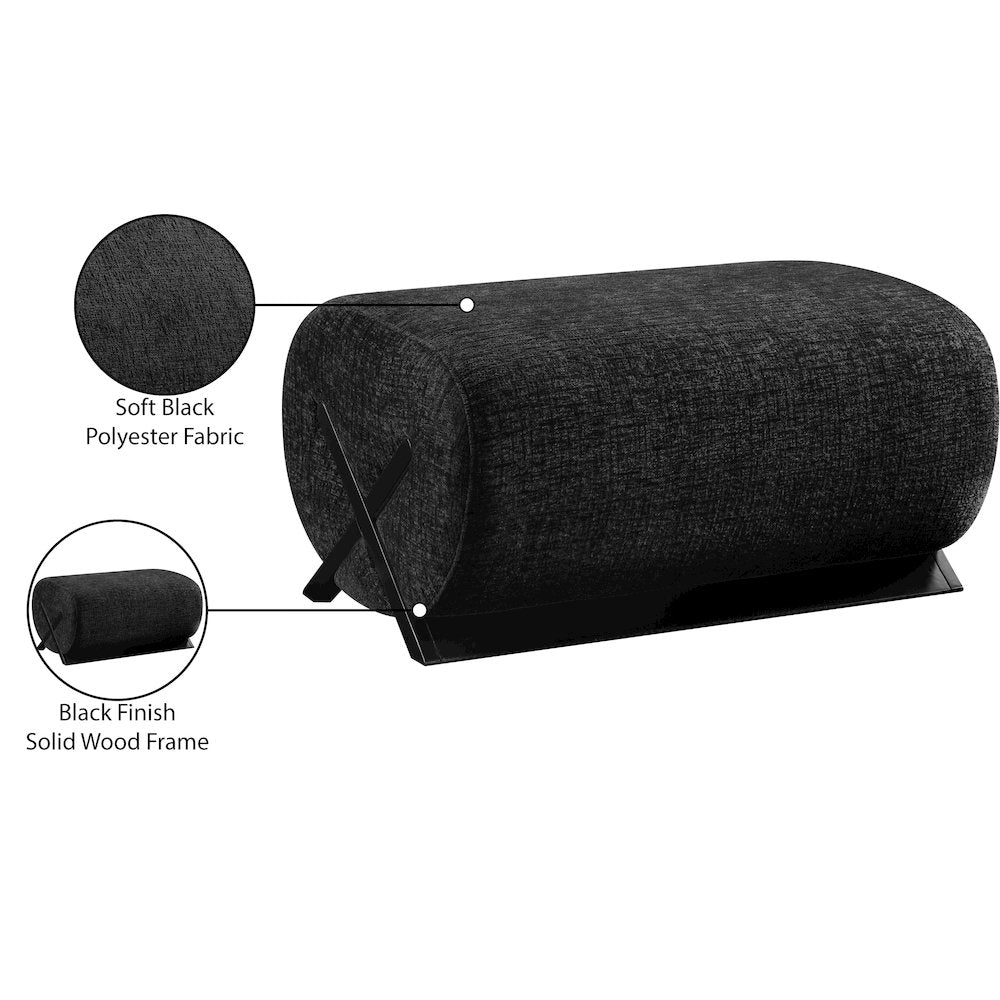 Akira Black Fabric Upholstered Ottoman