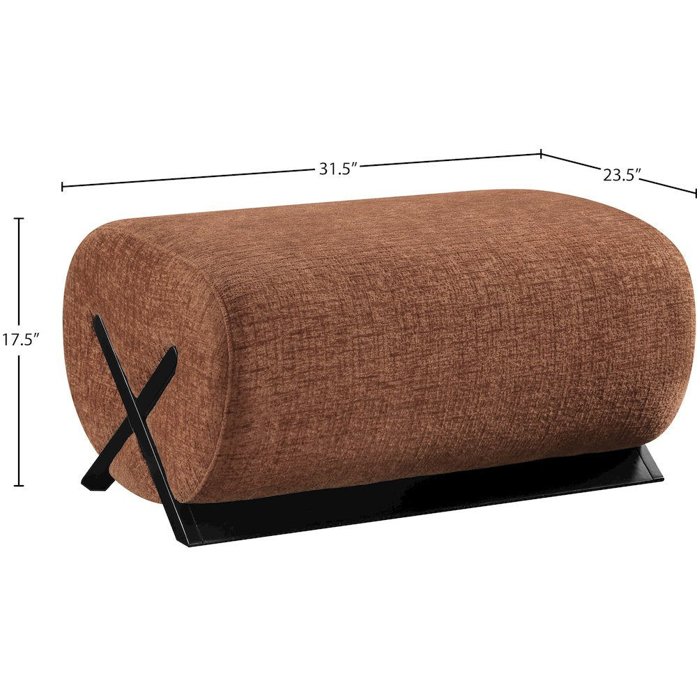 Akira Cognac Fabric Upholstered Ottoman