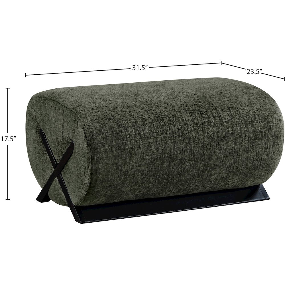 Akira Green Fabric Upholstered Ottoman