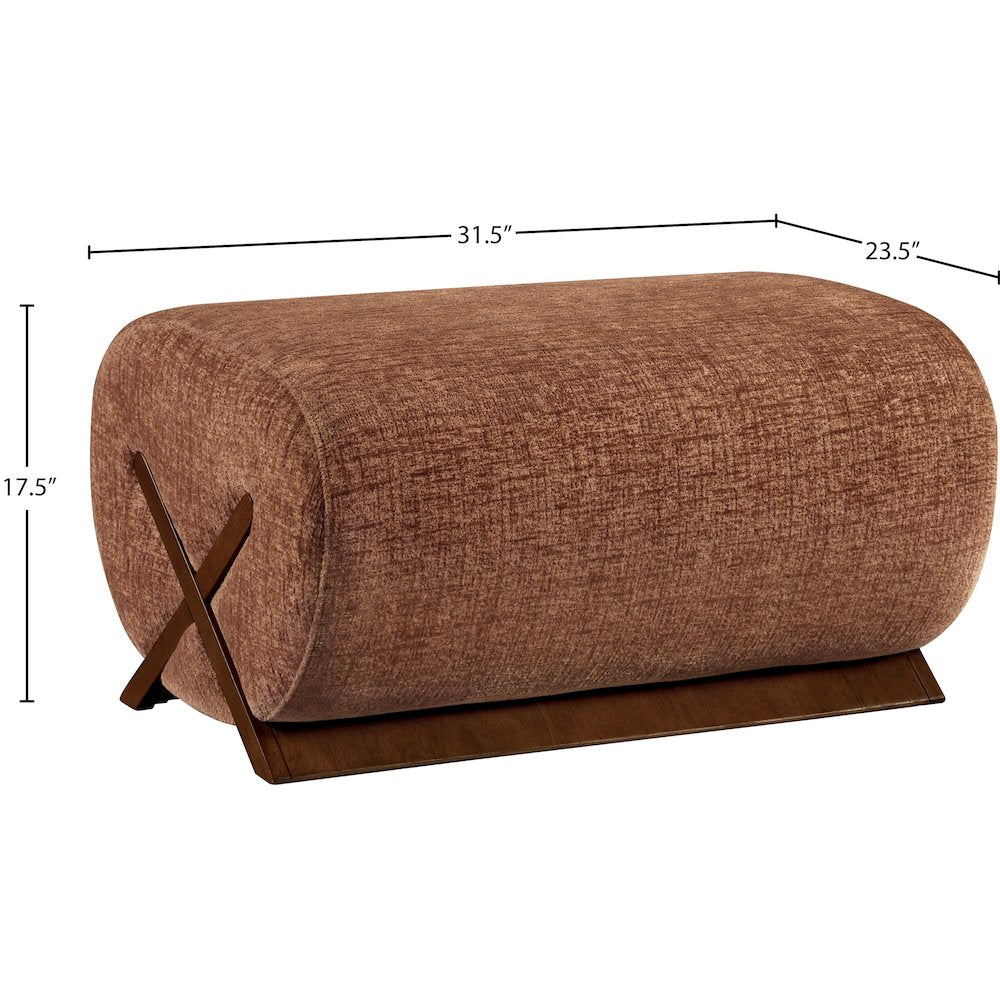Akira Cognac Fabric Upholstered Ottoman