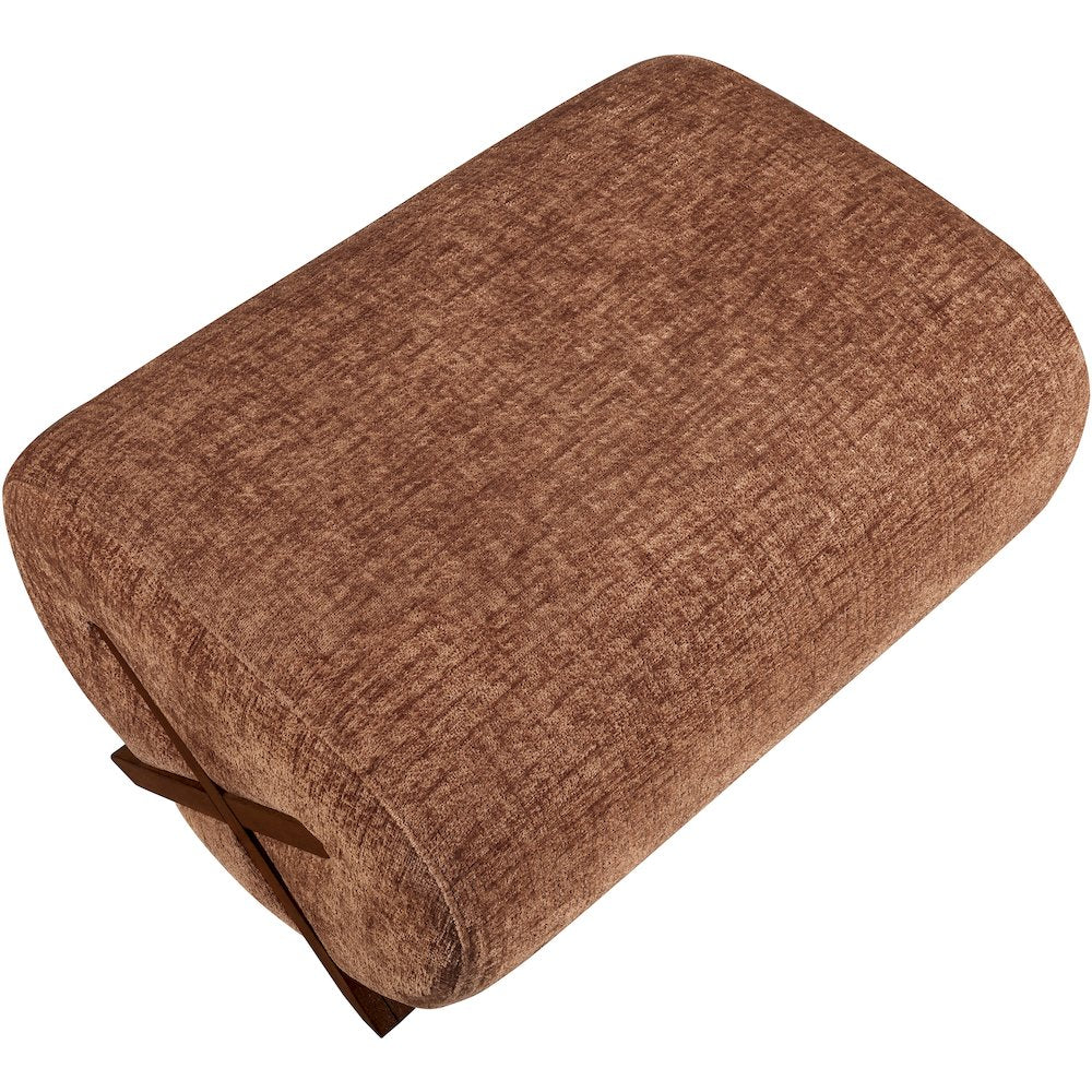Akira Cognac Fabric Upholstered Ottoman