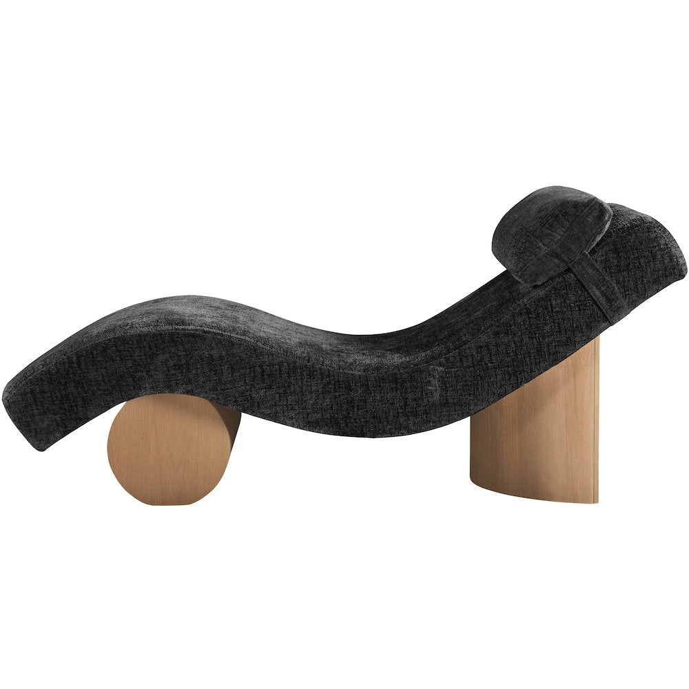 Marcella Black Fabric Upholstered Chaise Lounge