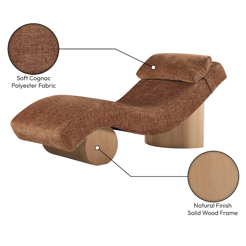 Marcella Cognac Fabric Upholstered Chaise Lounge