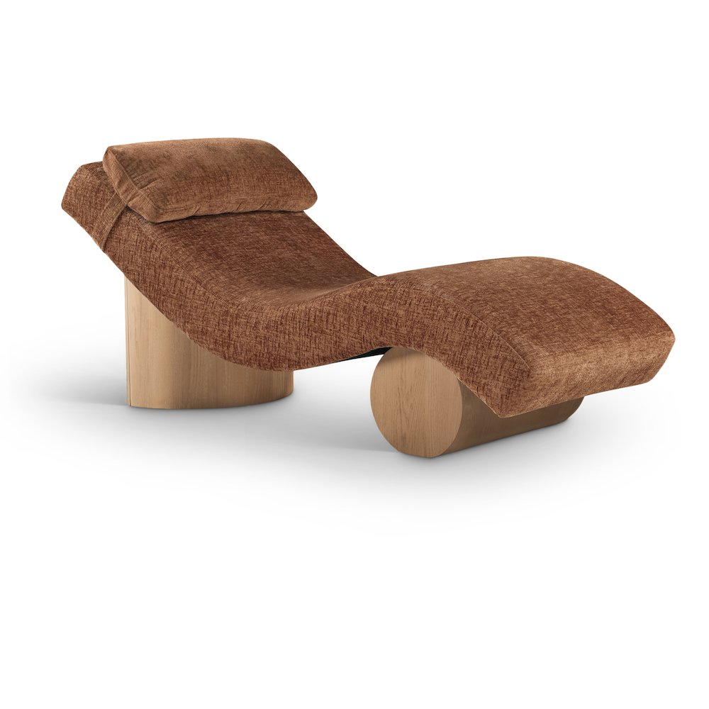Marcella Cognac Fabric Upholstered Chaise Lounge