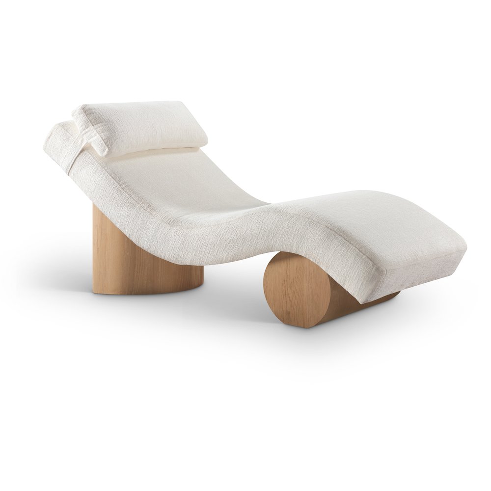 Marcella Cream Fabric Upholstered Chaise Lounge