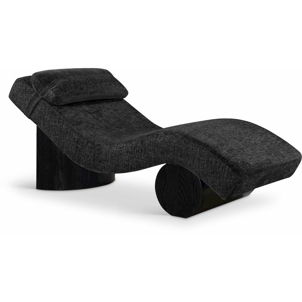 Marcella Black Fabric Upholstered Chaise Lounge