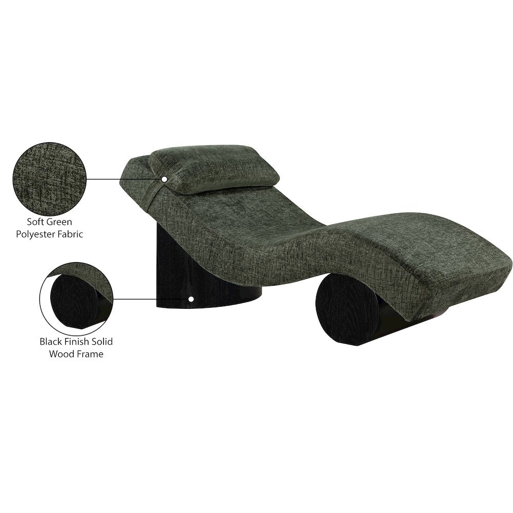 Marcella Green Fabric Upholstered Chaise Lounge