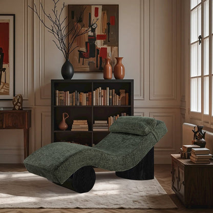 Marcella Green Fabric Upholstered Chaise Lounge