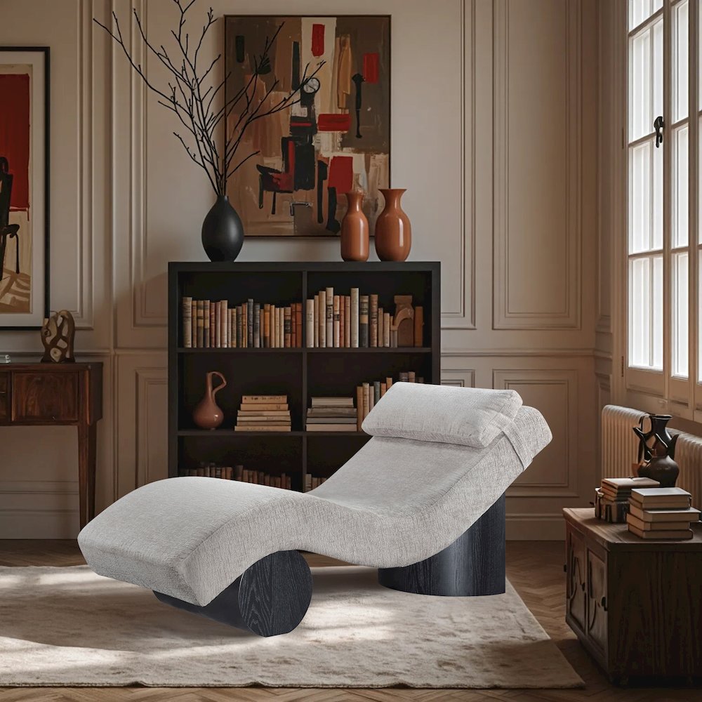 Marcella Grey Fabric Upholstered Chaise Lounge