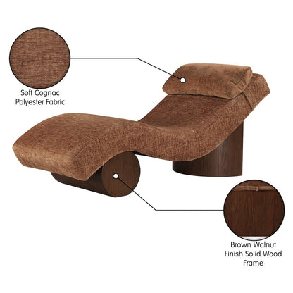 Marcella Cognac Fabric Upholstered Chaise Lounge