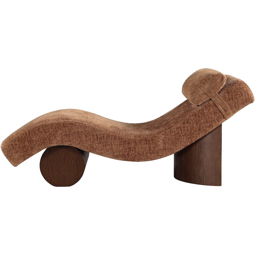 Marcella Cognac Fabric Upholstered Chaise Lounge