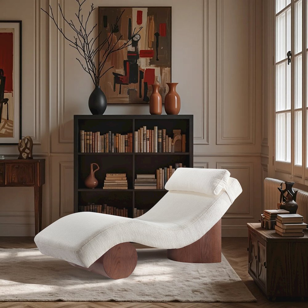 Marcella Cream Fabric Upholstered Chaise Lounge