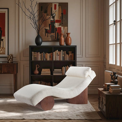 Marcella Cream Fabric Upholstered Chaise Lounge