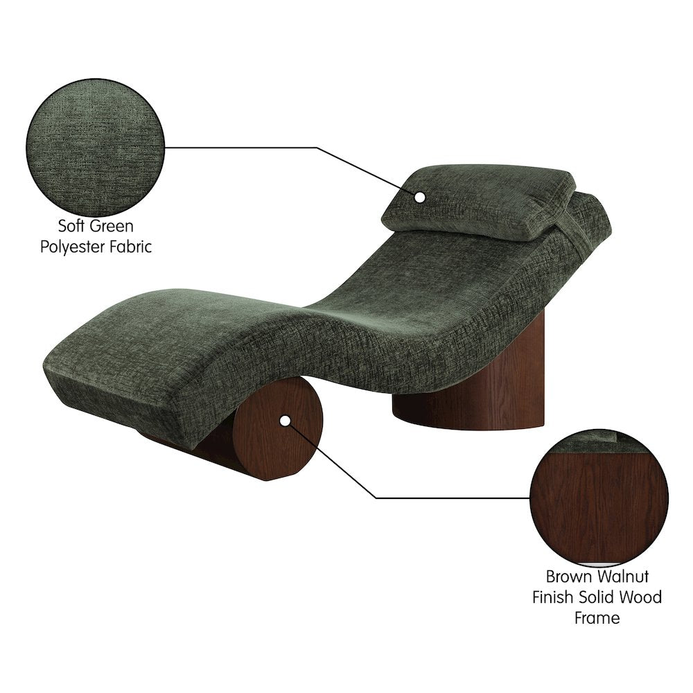Marcella Green Fabric Upholstered Chaise Lounge