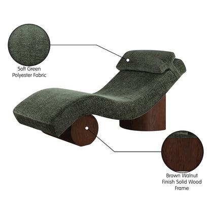 Marcella Green Fabric Upholstered Chaise Lounge