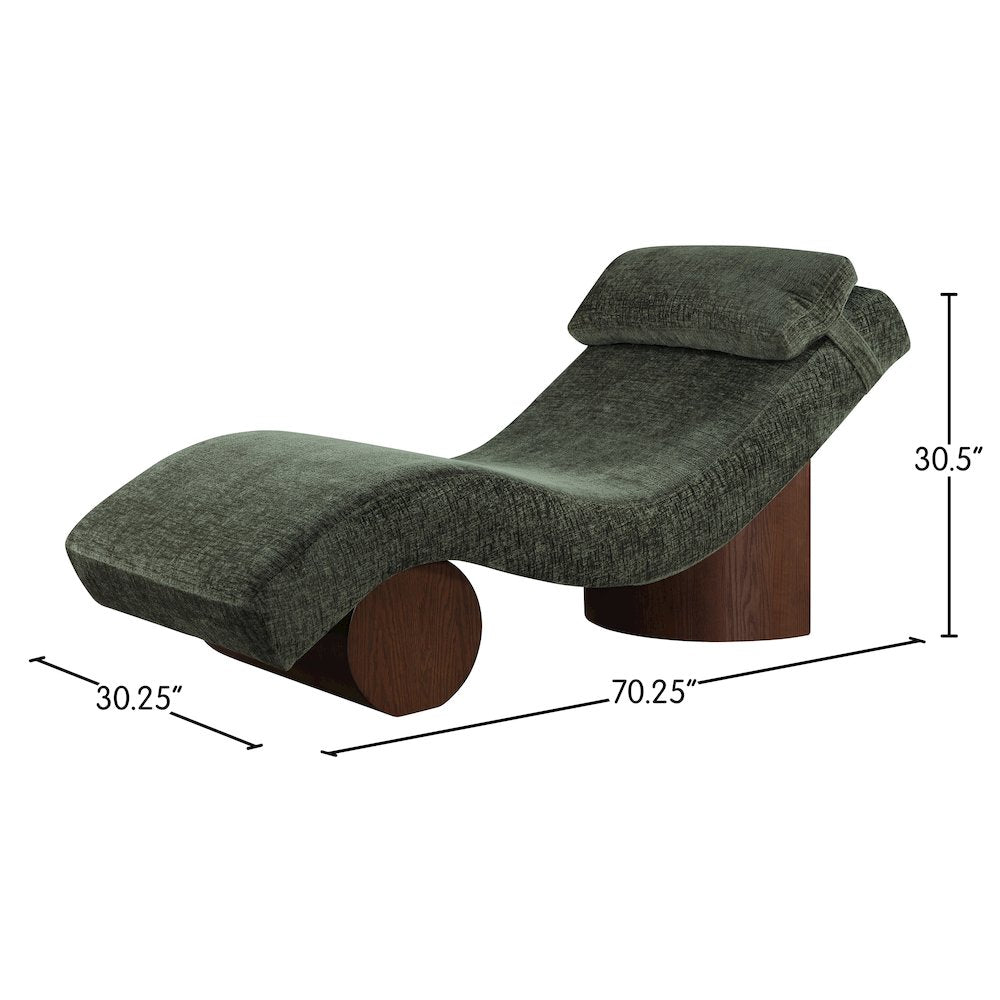 Marcella Green Fabric Upholstered Chaise Lounge