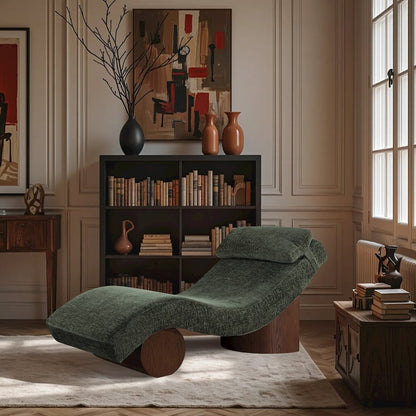 Marcella Green Fabric Upholstered Chaise Lounge