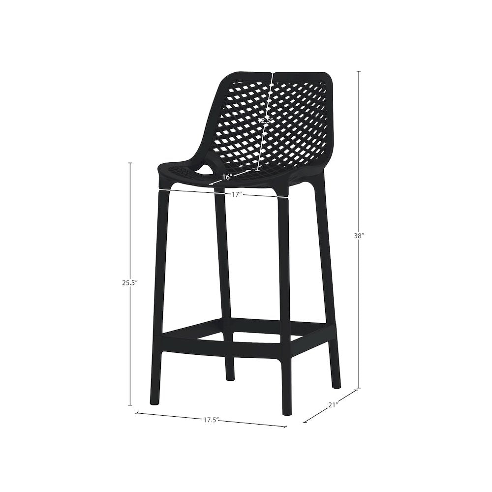 Mykonos Black Outdoor Patio Stool, Set of 4