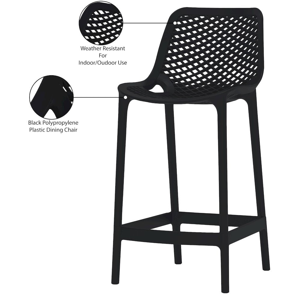 Mykonos Black Outdoor Patio Stool, Set of 4