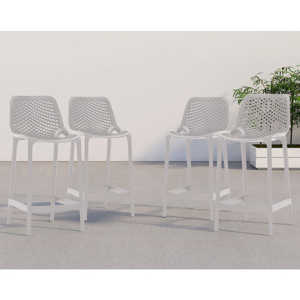 Mykonos Grey Outdoor Patio Stool, Set of 4