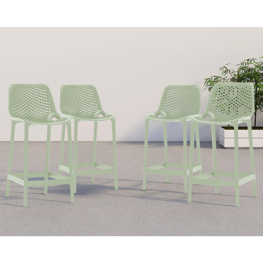 Mykonos Mint Outdoor Patio Stool, Set of 4
