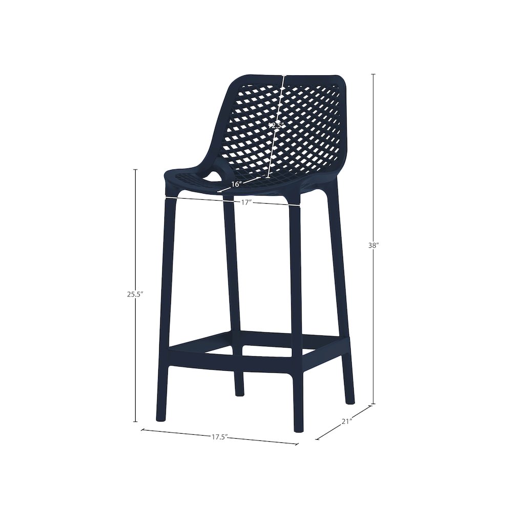 Mykonos Navy Outdoor Patio Stool, Set of 4