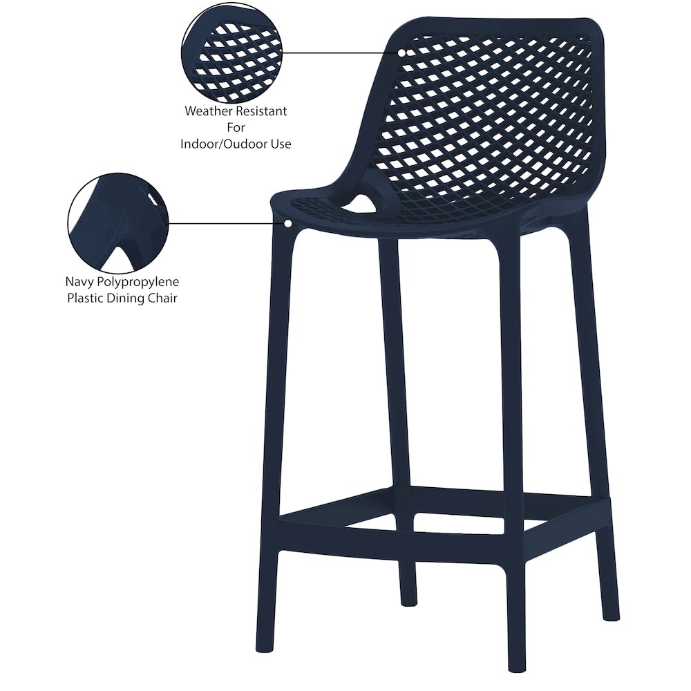 Mykonos Navy Outdoor Patio Stool, Set of 4