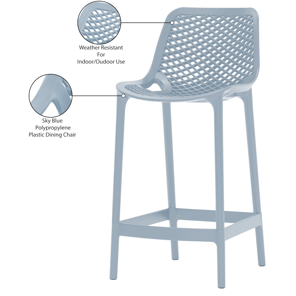 Mykonos Sky Blue Outdoor Patio Stool, Set of 4