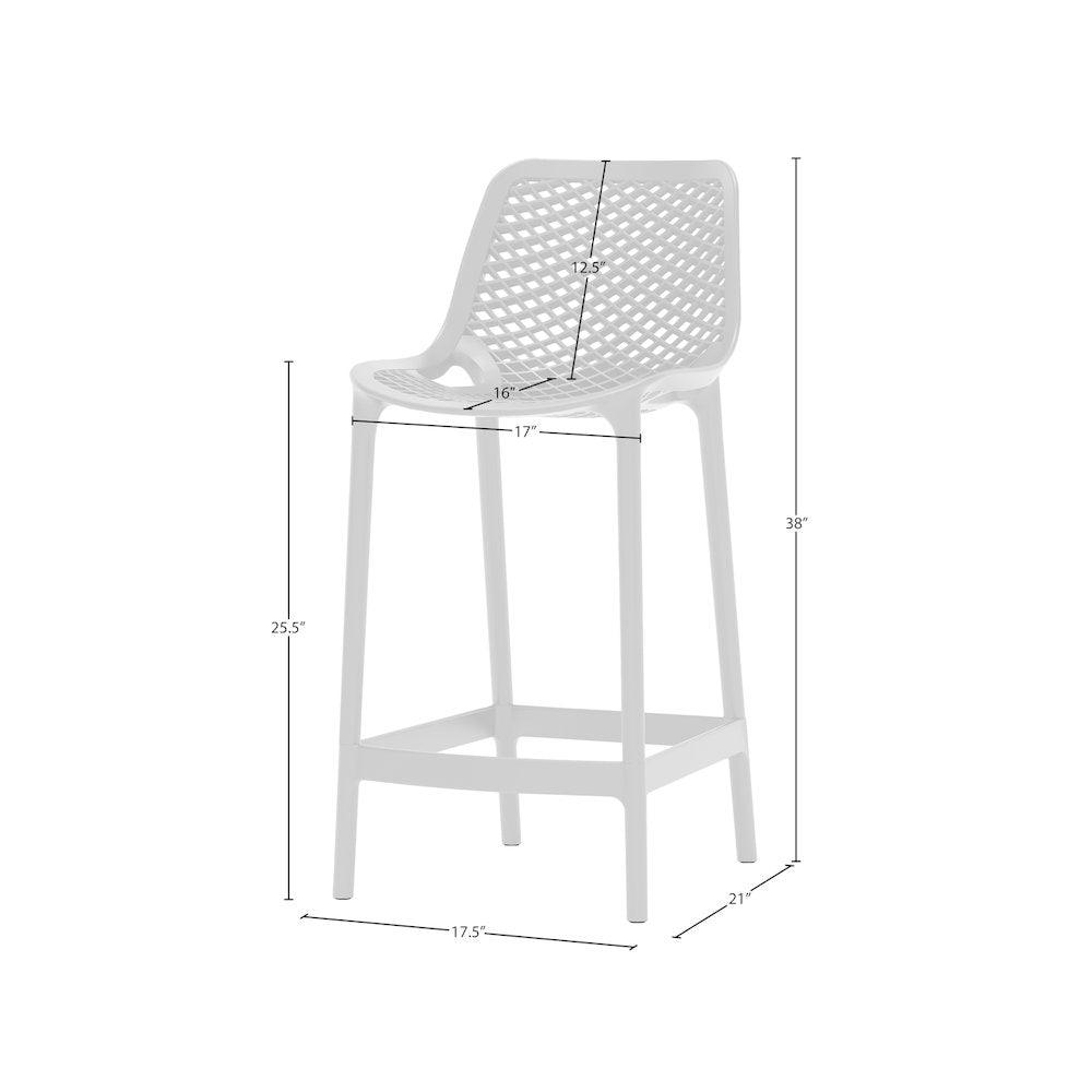 Mykonos White Outdoor Patio Stool, Set of 4