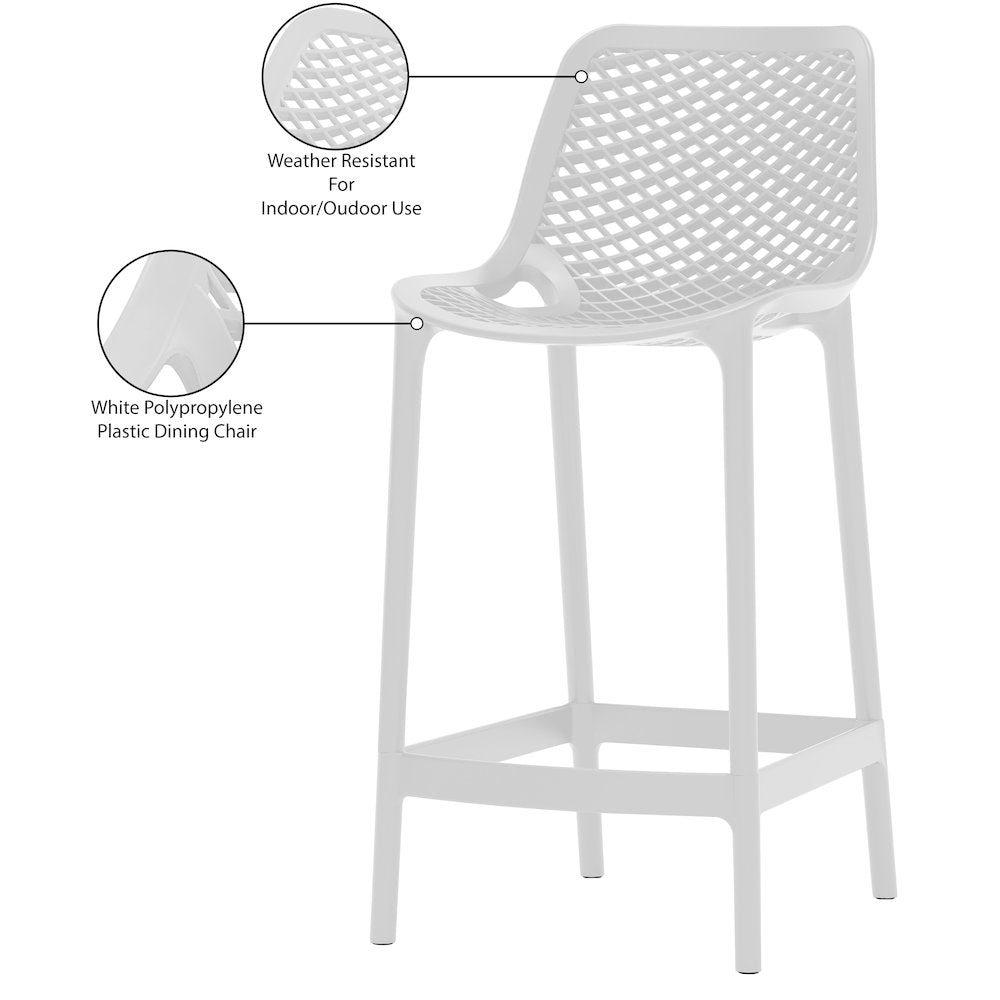 Mykonos White Outdoor Patio Stool, Set of 4