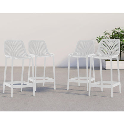 Mykonos White Outdoor Patio Stool, Set of 4