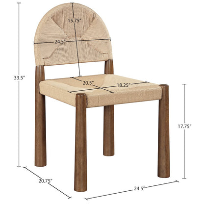 Bohemia Beige Woven Seagrass Cord And Solid Wood Dining Chair, Set of 2
