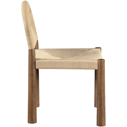 Bohemia Beige Woven Seagrass Cord And Solid Wood Dining Chair, Set of 2