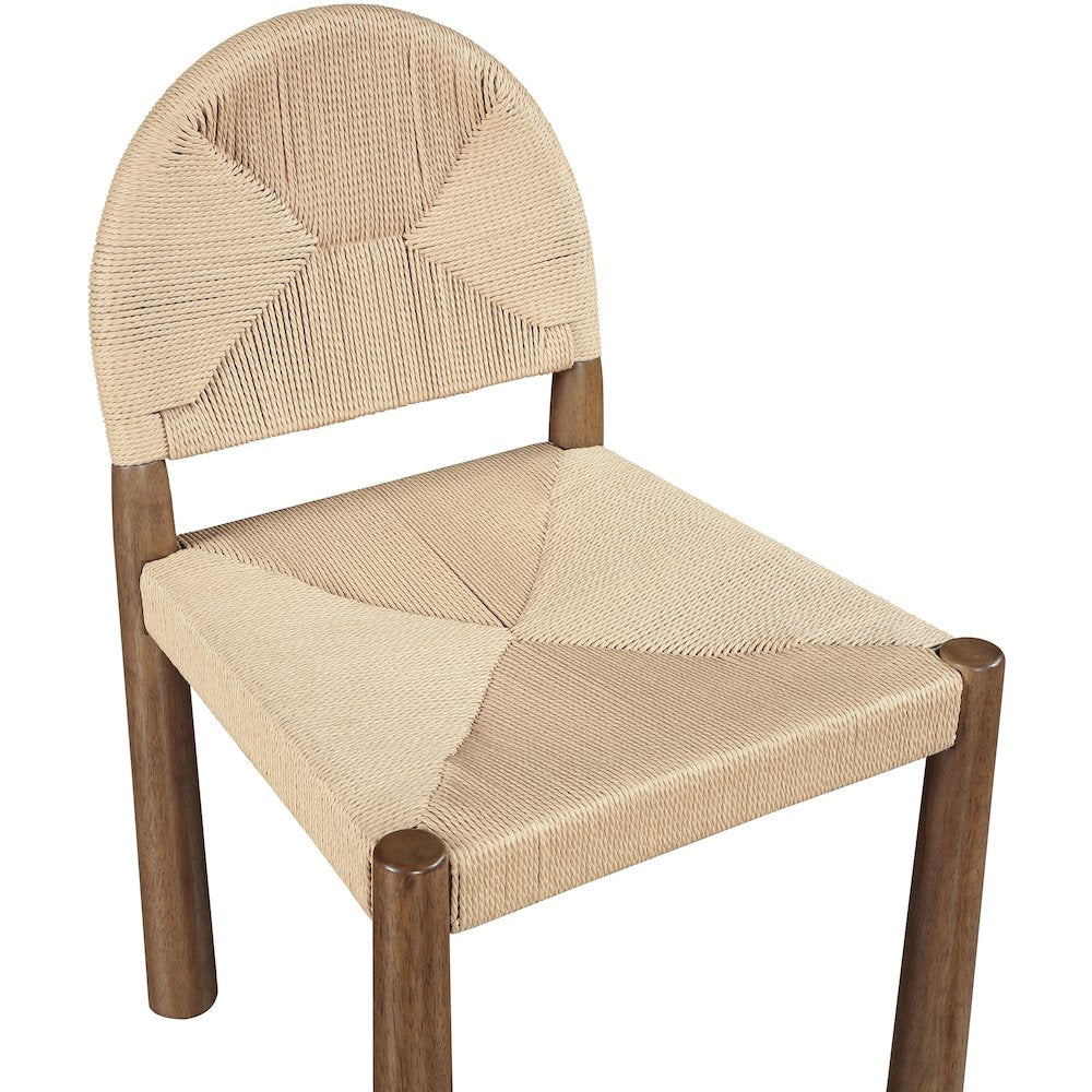 Bohemia Beige Woven Seagrass Cord And Solid Wood Dining Chair, Set of 2