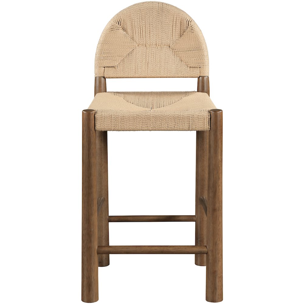 Bohemia Beige Woven Seagrass Cord And Solid Wood Counter Stool