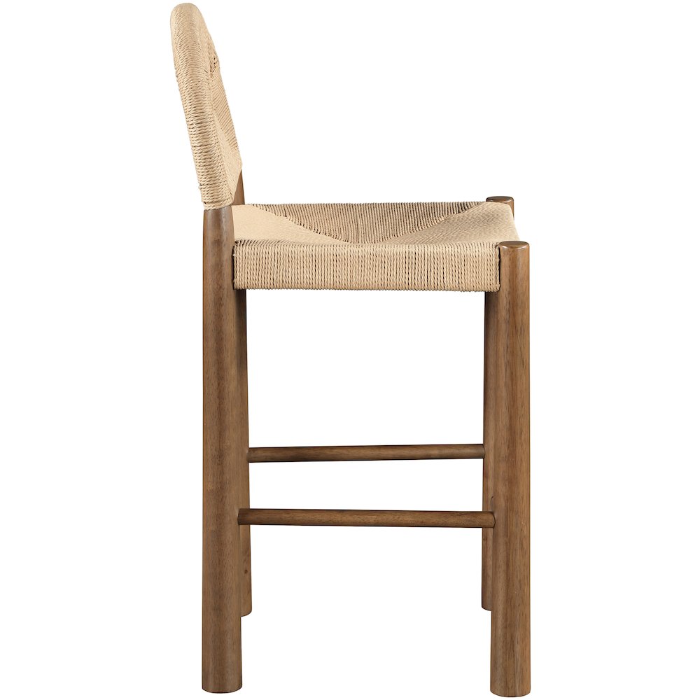 Bohemia Beige Woven Seagrass Cord And Solid Wood Counter Stool