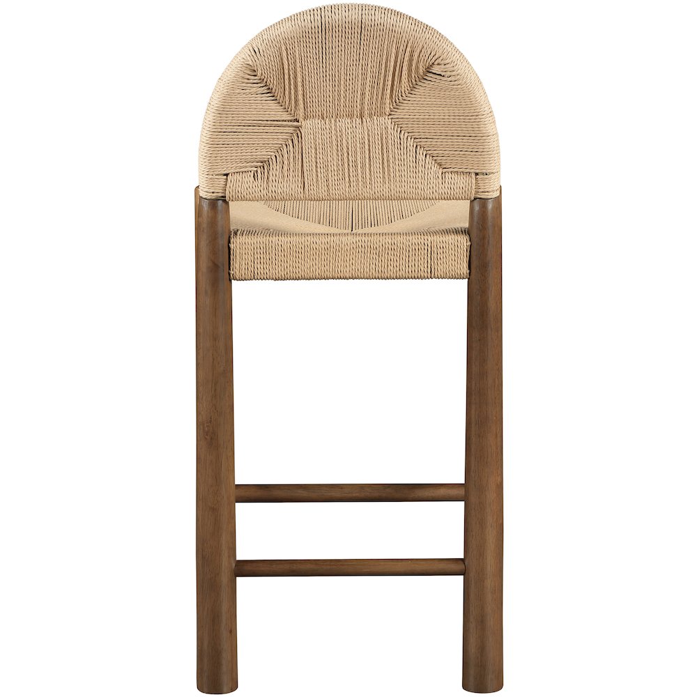 Bohemia Beige Woven Seagrass Cord And Solid Wood Counter Stool