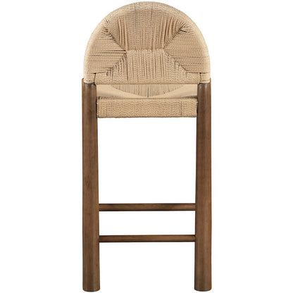 Bohemia Beige Woven Seagrass Cord And Solid Wood Counter Stool