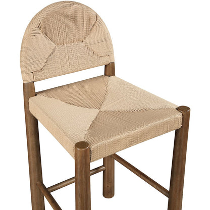 Bohemia Beige Woven Seagrass Cord And Solid Wood Counter Stool