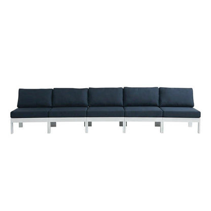 Navy Fabric Outdoor Patio Modular Sofa, Contemporary Style, Durable Material