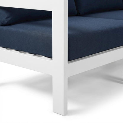 Navy Fabric Outdoor Modular Sectional With Contemporary Style